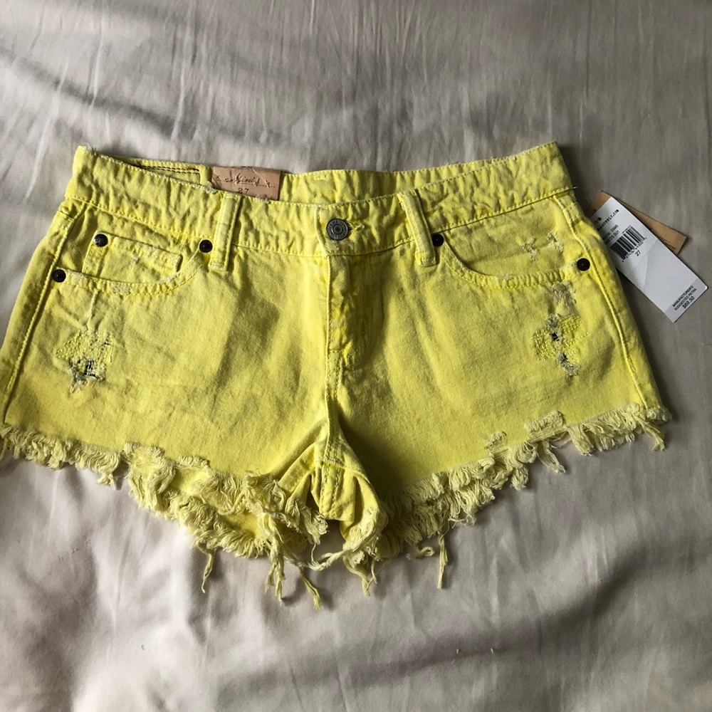 Yellow Denim Shorts